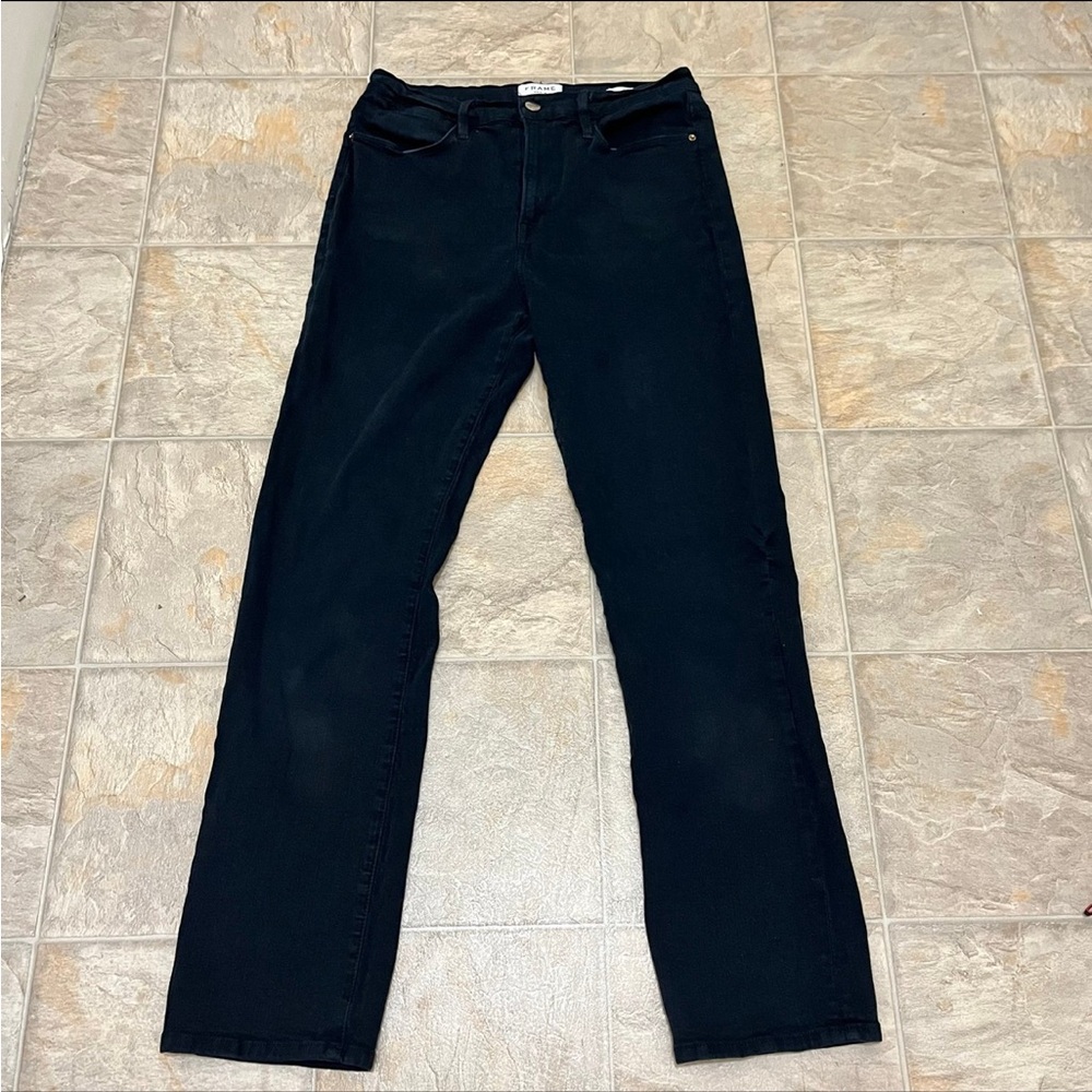Frame Denim Le High Straight Black Jeans